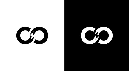 infinity logo energy lightning monogram black and white icon illustration vector Designs templates