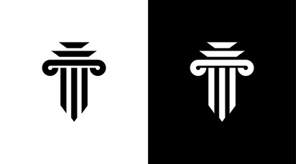 Pillar law logo architecture luxury monogram black icon Design template