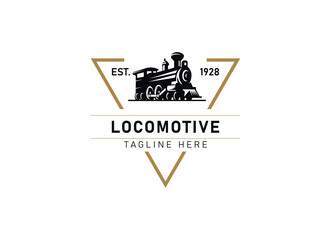 Fototapeta premium Locomotive logo illustration, vintage style emblem