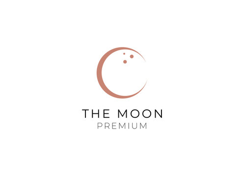 elegant crescent moon and star logo design line icon vector in luxury style outline linear