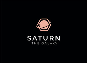 Vector logo on which an abstract image of a planet with an orbit in outer space