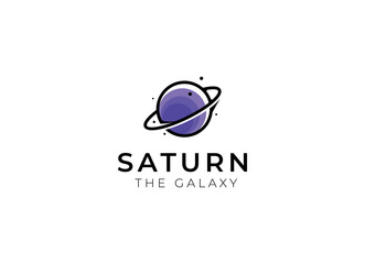 Vector logo on which an abstract image of a planet with an orbit in outer space