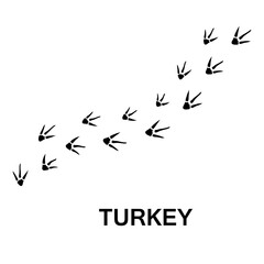 turkey foot print, animal paw print illustration on white background