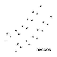 raccon foot print, animal paw print illustration on white background