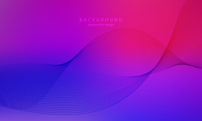 Abstract gradient background. Wave element for design. Digital frequency track equalizer. Stylized line art. Colorful shiny wave with lines. Trendy color purple. Curved wavy smooth stripe. Vector.