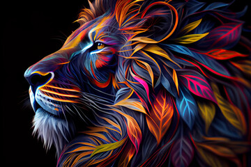 Fototapeta na wymiar Colorful lion to print on t-shirt