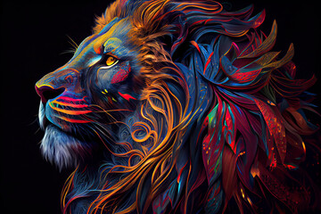 Colorful lion to print on t-shirt © rufous