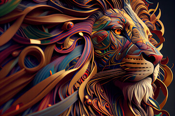 Colorful lion to print on t-shirt
