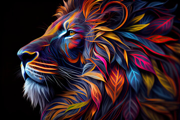 Colorful lion to print on t-shirt
