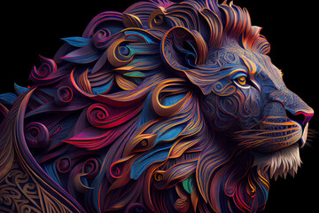 Colorful lion to print on t-shirt