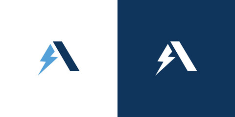Modern and unique letter A initial lightning logo design