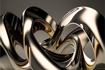 Abstract twisted silver lines 3D background created with generative ai technology
