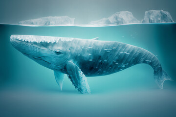 Fototapeta premium whale made of ice, Generative AI