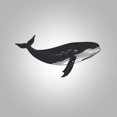whale, minimalist, monochrome, vectorized for logo, art illustration, Generative AI