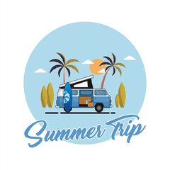 Summer trip design vector, Summer trip design template