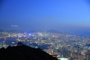 Obraz premium Nigh view at the kowloon peak, HK City view 1 June 2013