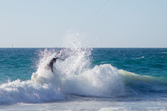 kite surfing in the sea