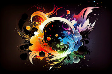 abstract colorful music background with, a colorful design in space, illustration with font art