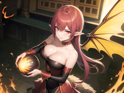 炎の力を持つ上級魔族幹部（女性キャラ）
