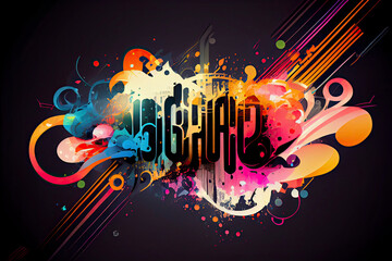 Fototapeta premium abstract colorful music background with, a colorful design in space, illustration with font art