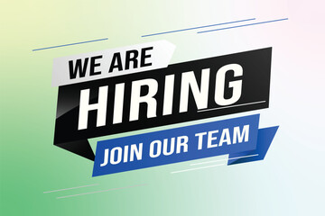 hiring recruitment Join now design for banner poster We are hiring lettering with geometric shapes lines. Vector illustration typographic. Open vacancy design template modern concept	