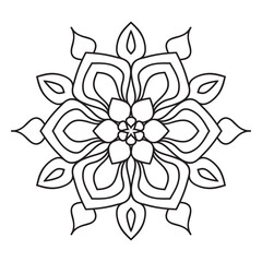 Elegant Flower Easy Mandala Design. Simple mandala page
intricate lines patterns wall art, invitations, branding,  designs, basic mandalas Coloring Book page, adults, seniors, beginners, drawing