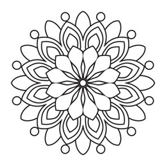 Elegant Easy Mandala Flower Design. Simple mandala page, intricate lines patterns wall art, invitations, branding,  designs, basic mandalas Coloring Book page, adults, seniors, beginners, 