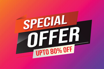 Special offer word concept vector illustration red modern futuristic 3d style for landing page template ui web mobile app poster banner flyer background gift card coupon label wallpaper	