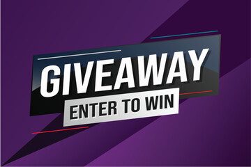 giveaway enter and win word vector illustration blue 3d style for social media landing page, template, ui, web, mobile app, poster, banner, flyer, background, gift card, coupon, label, wallpaper	