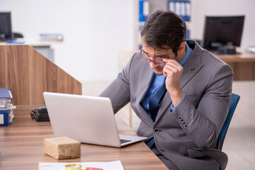 Young male employee working in the office