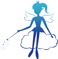 Fairy flying logo vector icon cartoon style