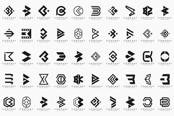 abstract letter B logo icon set. design for business of luxury, elegant, simple.
