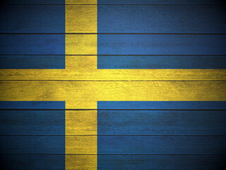 Sweden flag wooden planks