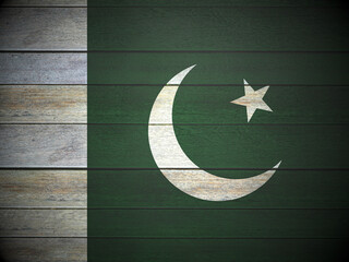 Obraz na płótnie Canvas Pakistan flag wooden planks
