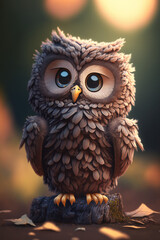 Naklejka premium Cute Owl. Generative AI