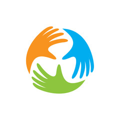 Hands logo team illustration