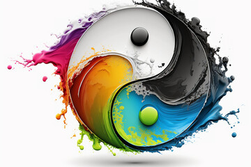 Yin Yang Symbol Colorful. Illustration Graphic Design with Generative AI.