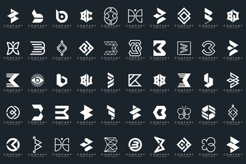 abstract letter B logo icon set. design for business of luxury, elegant, simple.