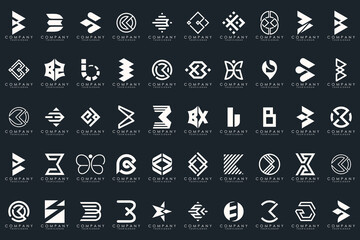 abstract letter B logo icon set. design for business of luxury, elegant, simple.