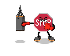 Illustration of stop road sign boxer