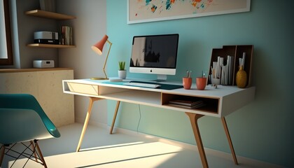 Modern & Minimalist Desk: A Clean and Efficient Workspace created by generative AI 3D rendering