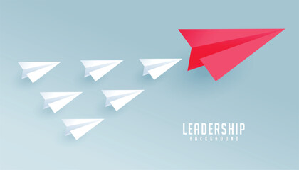 paper style red aircraft represent the journey to success of leader