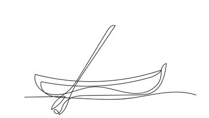 Continuous one line drawing boat and sailing.Single line draw design vector graphic illustration