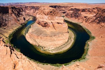 Horseshoe Bend and Colorado river on Arizona. Scenic view of Grand Canyon. Overlook panoramic view...
