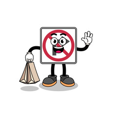 Cartoon of no right turn road sign shopping