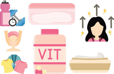 Set of Women Beauty and Self Care Illustration