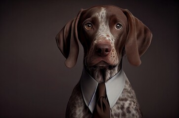 German Shorthaired In A Suit Well Dressed Generative AI