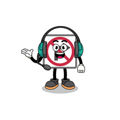 Mascot Illustration of no right turn road sign as a customer services