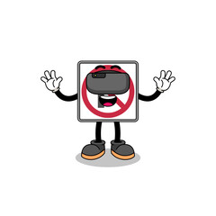 Illustration of no right turn road sign with a vr headset