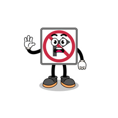 no right turn road sign cartoon illustration doing stop hand